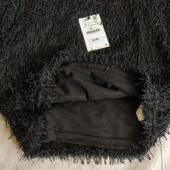 NWT Zara Girls 10 Feathery Fringed T-Shirt Top - Picture 10 of 15